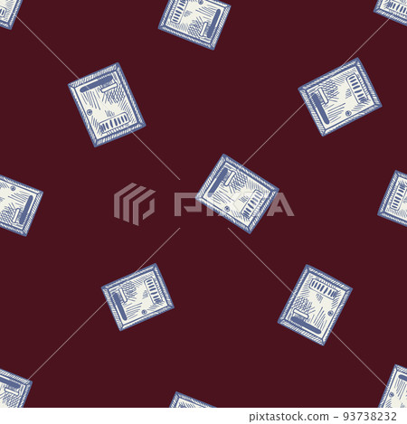 Mailbox engraved seamless pattern. Vintage letterbox in hand drawn style. 93738232