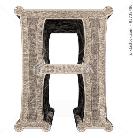 Stone uppercase letter.Victorian era style font.3D vintage illustration. Stone uppercase letter.Victorian era style font.3D vintage illustration. 93738486