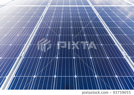 Solar panel photo close up on blue sky background, renewable energy eco Solar panel photo close up on blue sky background, renewable energy eco 93739055