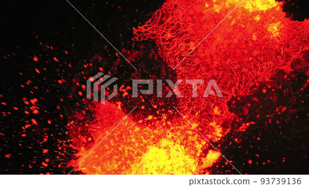 Lava Flows on active volcano aerial view of Meradalir , Iceland. 93739136