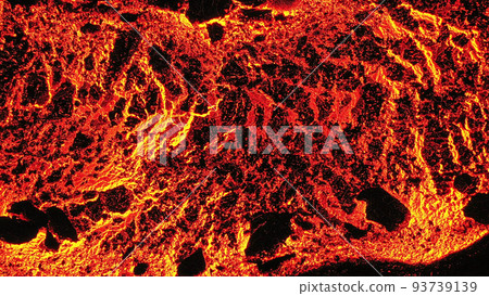 Lava Flows on active volcano aerial view of Meradalir , Iceland. Lava Flows on active volcano aerial view of Meradalir , Iceland. 93739139