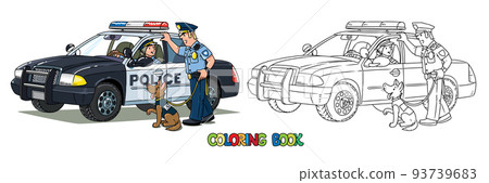 Police officers and police car. Coloring book Police officers and police car. Coloring book 93739683