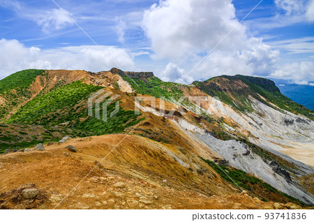 Explosion crater of Mt. Adatara and its surrounding ridgeline Explosion crater of Mt. Adatara and its surrounding ridgeline 93741836