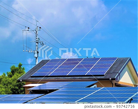 太陽能小鎮太陽能屋智能電網圖片素材背景 93742716