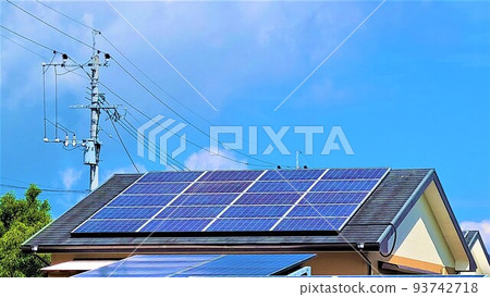 Solar town solar house smart grid image material background 93742718