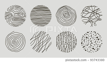 Set of round Abstract Patterns. Hand drawn doodle shapes. Spots, Curves, Lines. Vector illustration. Social media Icons templates Set of round Abstract Patterns. Hand drawn doodle shapes. Spots, Curves, Lines. Vector illustration. Social media Icons templates 93743380