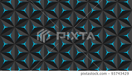 Volumetric polygonal black pattern. Vector luxury abstract black background. Repeating geometric. 93743429