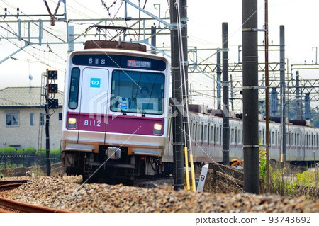 Subway Hanzomon Line 8000 series running on the ground line 93743692