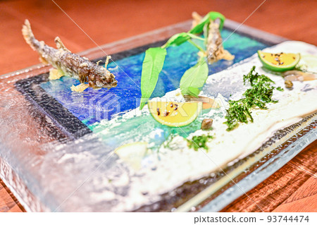 Luxurious course meal of fish 93744474