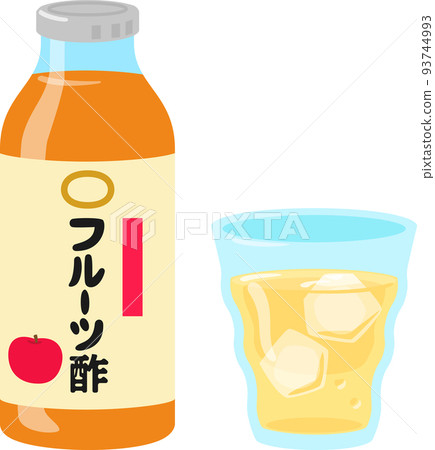 fruit vinegar bottle and glass 93744993