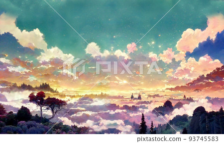 anime sunset sky 93745583