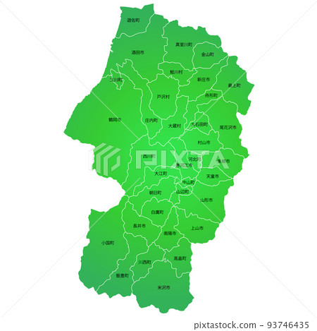 Yamagata prefecture and municipality map 93746435