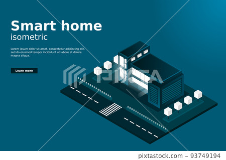 Smart city or intelligent building isometric vector concept. Modern smart city urban planning and development infrastructure buildings 93749194