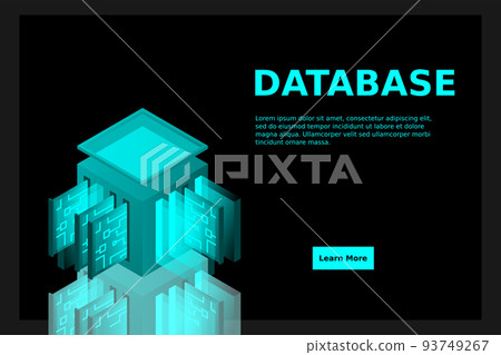 Data center isometric icon, database and cloud data storage concept, PCB slot, server room 93749267