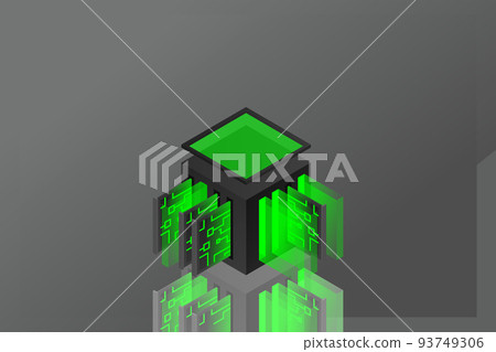Data center isometric icon, database and cloud data storage concept, PCB slot, server room 93749306