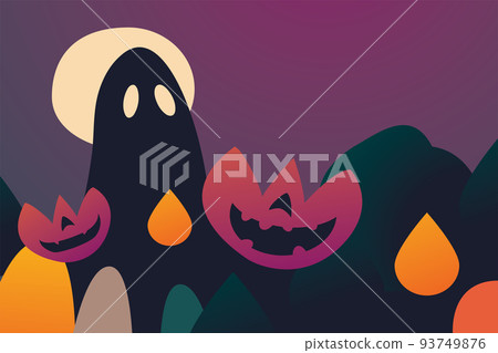 Halloween greeting cards background. Halloween illustration template for banner, poster, flyer, sale, and all design. 93749876