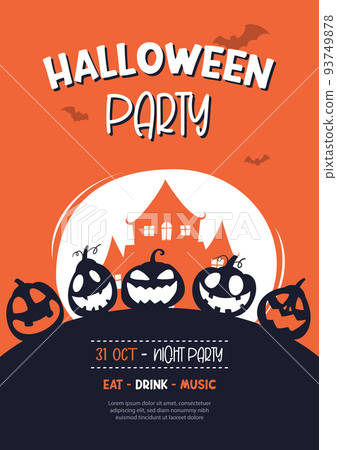 Halloween party invitations or greeting cards background. Halloween  illustration template for banner, poster, flyer, sale, and all design. 93749878