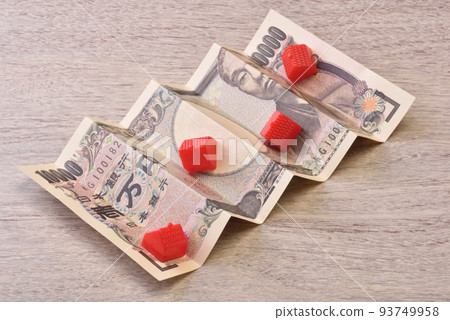 Houses and Japanese yen banknote Houses and Japanese yen banknote 93749958