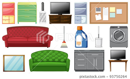 Furniture set on white background Furniture set on white background 93750264