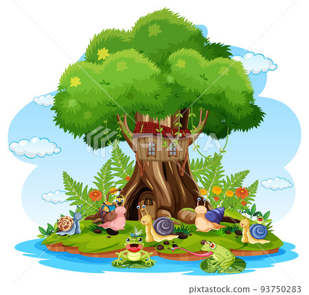 Cartoon insect and beetle in the forest Cartoon insect and beetle in the forest 93750283