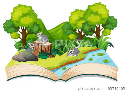 Nature scene with sugar gliders and trees 93750405