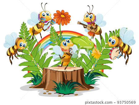 Happy insect in nature fairy tale scene Happy insect in nature fairy tale scene 93750569