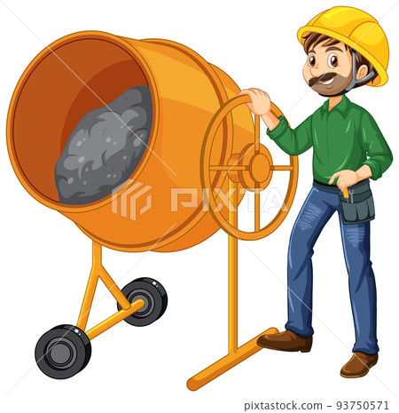Concrete mixing drum with a worker 93750571