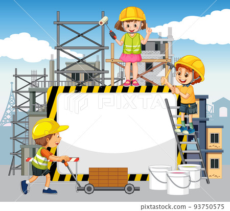 Empty banner with construction objects and elements Empty banner with construction objects and elements 93750575