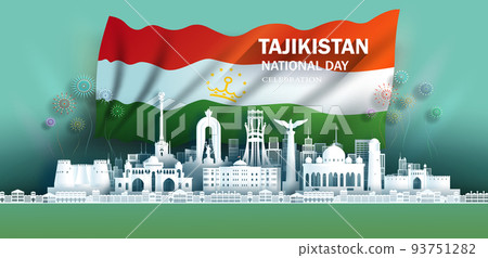 Anniversary celebration independence Tajikistan day and travel landmarks khujand city. 93751282
