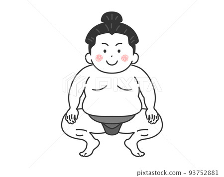日本相撲選手收緊他的 mawashi 的插圖 93752881