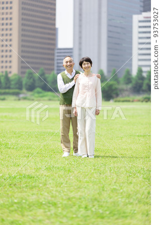 Senior couple taking a walk Senior couple taking a walk 93753027