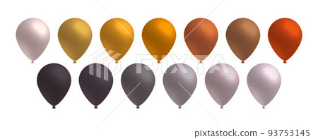 realistic balloon 3d, colorful flying helium balloons bright glossy isolated vector illustration for holiday party celebration decoration. 93753145