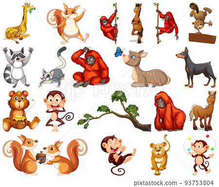 Set of animal cartoon character Set of animal cartoon character 93753804