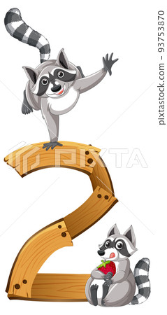 Two raccoons attached to number two 93753870