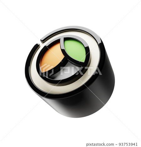 roll with avocado and salmon isolated on white background. Glass design elements Realistic icons 3d illustration 93753941