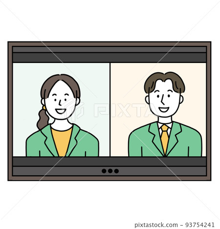 Remote, online meeting, web conference, telework men and women 93754241