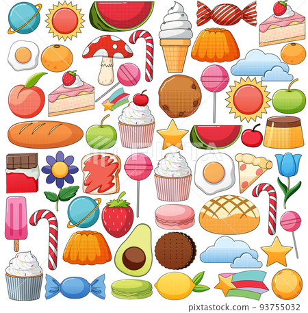 Set of vintage style cartoon on white background Set of vintage style cartoon on white background 93755032