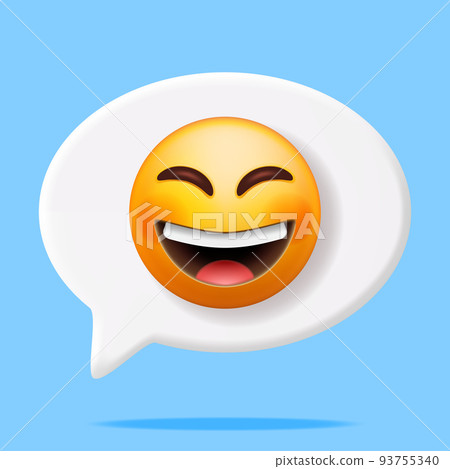 3D Yellow Laugh Emoticon in Speech Bubble 3D Yellow Laugh Emoticon in Speech Bubble 93755340