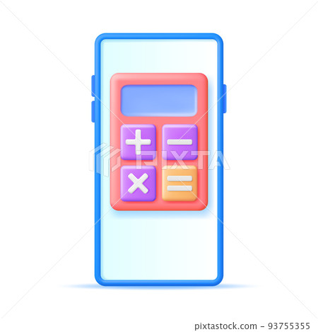3D Calculator App on Smartphone Screen Isolated 93755355