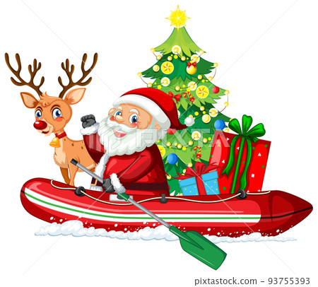 Delivery Christmas gift on inflatable boat 93755393