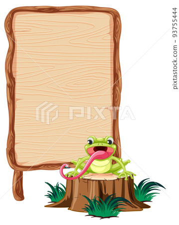 Blank wooden signboard with frogs Blank wooden signboard with frogs 93755444