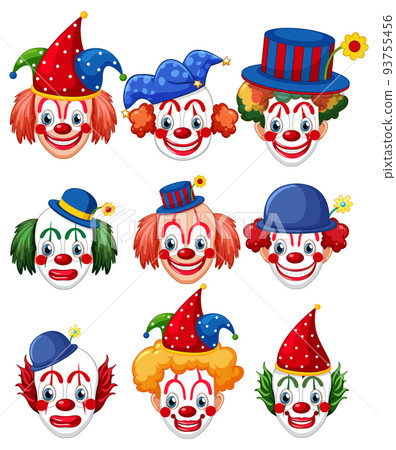Set of clown facial expression Set of clown facial expression 93755456