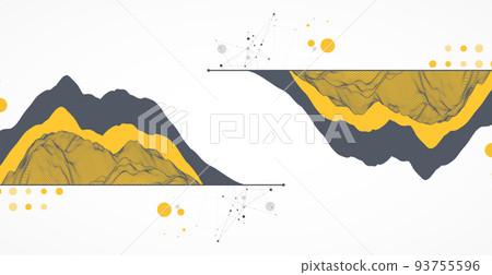 Trendy abstract wireframe background. Modern science or technology art elements. Surface illustration. Vector. Trendy abstract wireframe background. Modern science or technology art elements. Surface illustration. Vector. 93755596