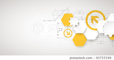 Abstract technology concept. Circuit board, high computer color background. Vector illustration with space for content, web - template, business tech presentation. 93755599