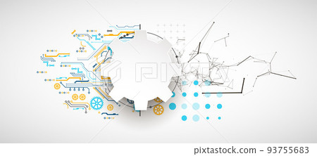 Abstract background on technological and scientific topics. Plexus effect with various techno details with a place under the text. Vector format. Abstract background on technological and scientific topics. Plexus effect with various techno details with a place under the text. Vector format. 93755683