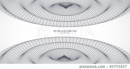 Abstract background with waves. 3D surface. Template for science and technology presentation. 93755837