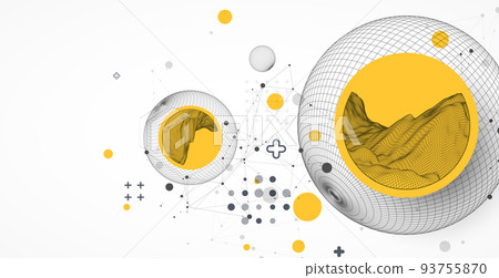 Sphere theme with connected lines in technology style background. Wireframe illustration. Abstract 3d grid design. Sphere theme with connected lines in technology style background. Wireframe illustration. Abstract 3d grid design. 93755870