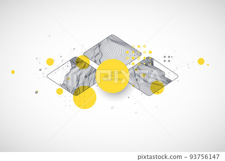 Trendy abstract wireframe background. Modern science or technology art elements. Surface illustration. Vector. 93756147
