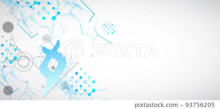 Abstract futuristic background for design works.Science template, wallpaper or banner with a DNA molecules. 93756205