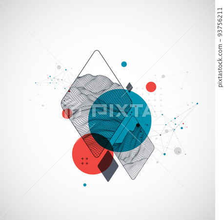 Modern science or technology abstract background. Wireframe spot surface illustration. Vector. Modern science or technology abstract background. Wireframe spot surface illustration. Vector. 93756211